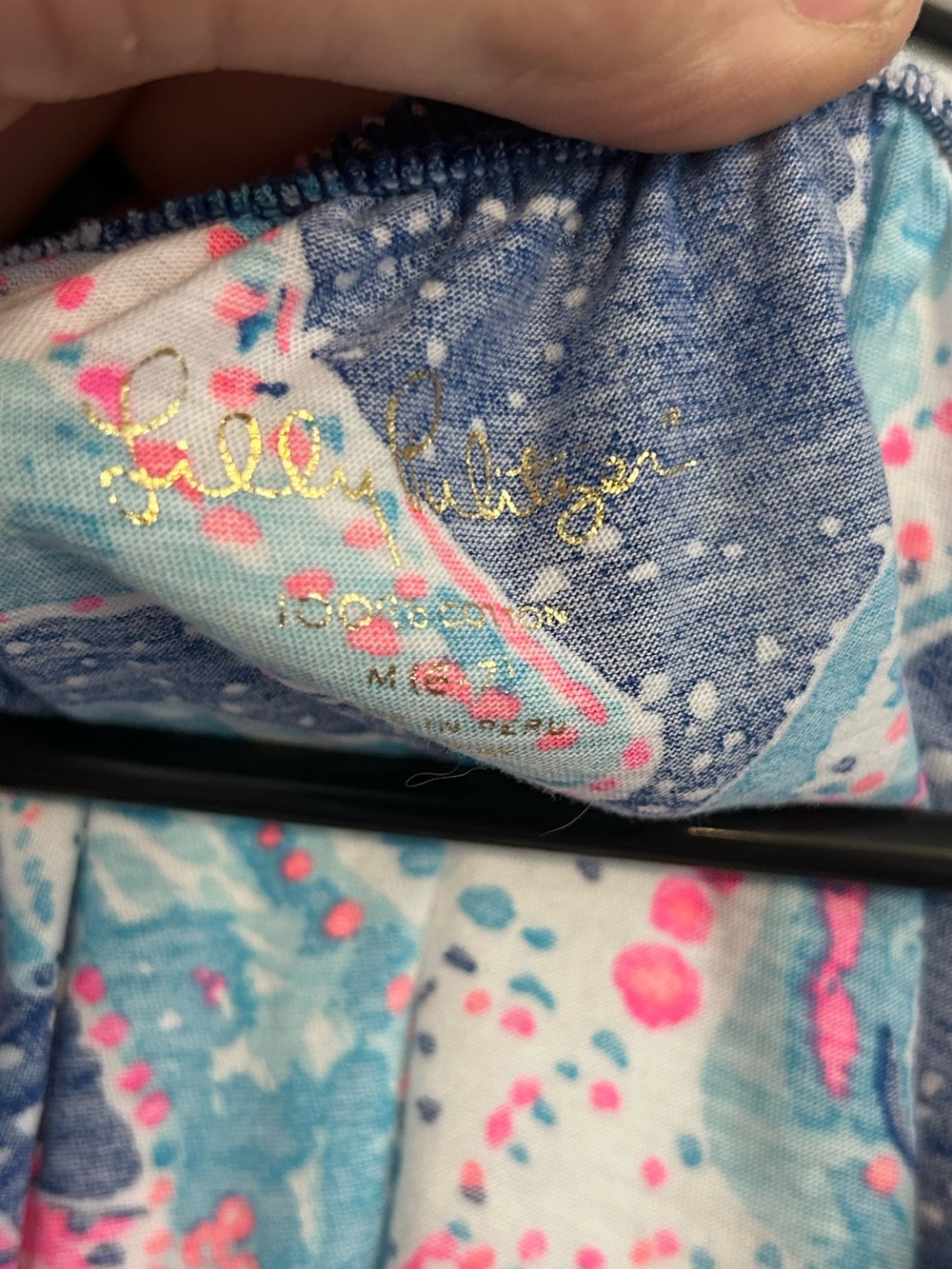 Lilly Pulitzer | Blue and Pink Floral Baby Cotton Top | Size - Picture 5 of 7